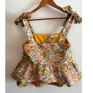 Moodie Floral Ruffle Peplum Blouse Size S